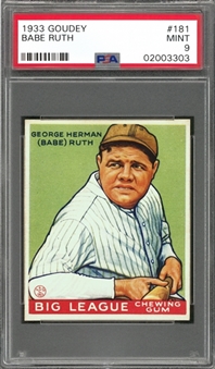 1933 Goudey #181 Babe Ruth – PSA MINT 9 
